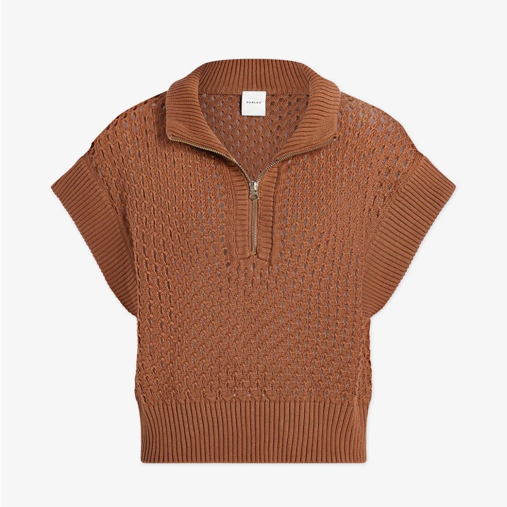 Varley Gaines Half-Zip Knit xs Rawhide Copper Brown